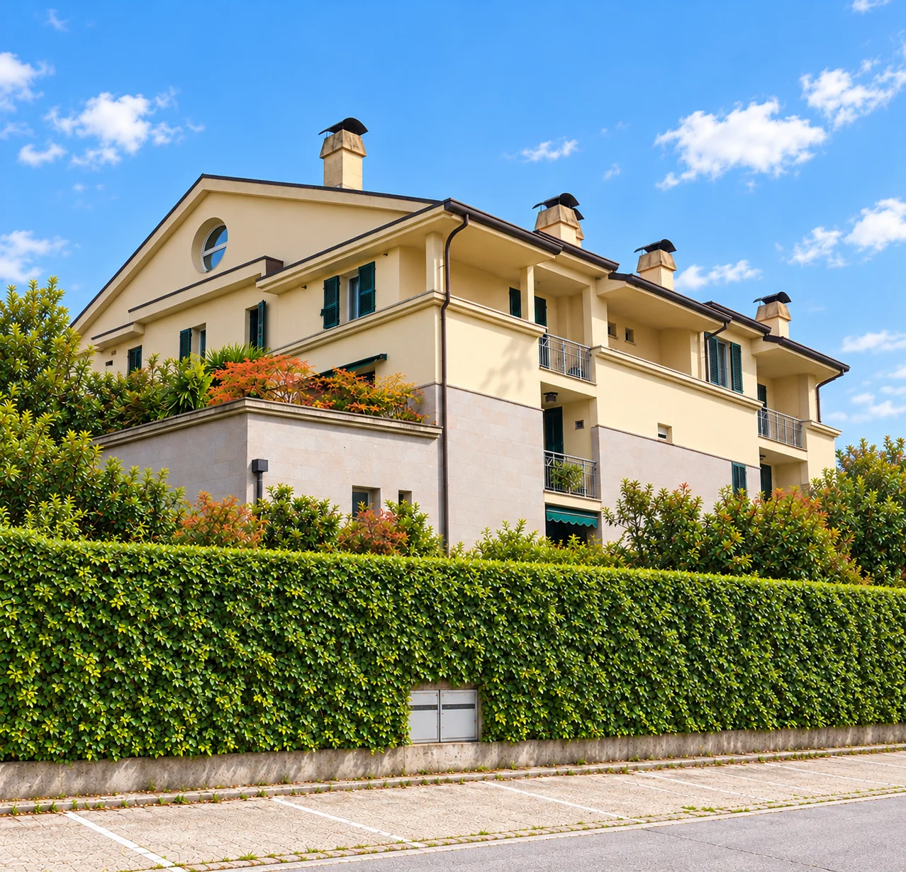 Un edificio residenziale con giardino